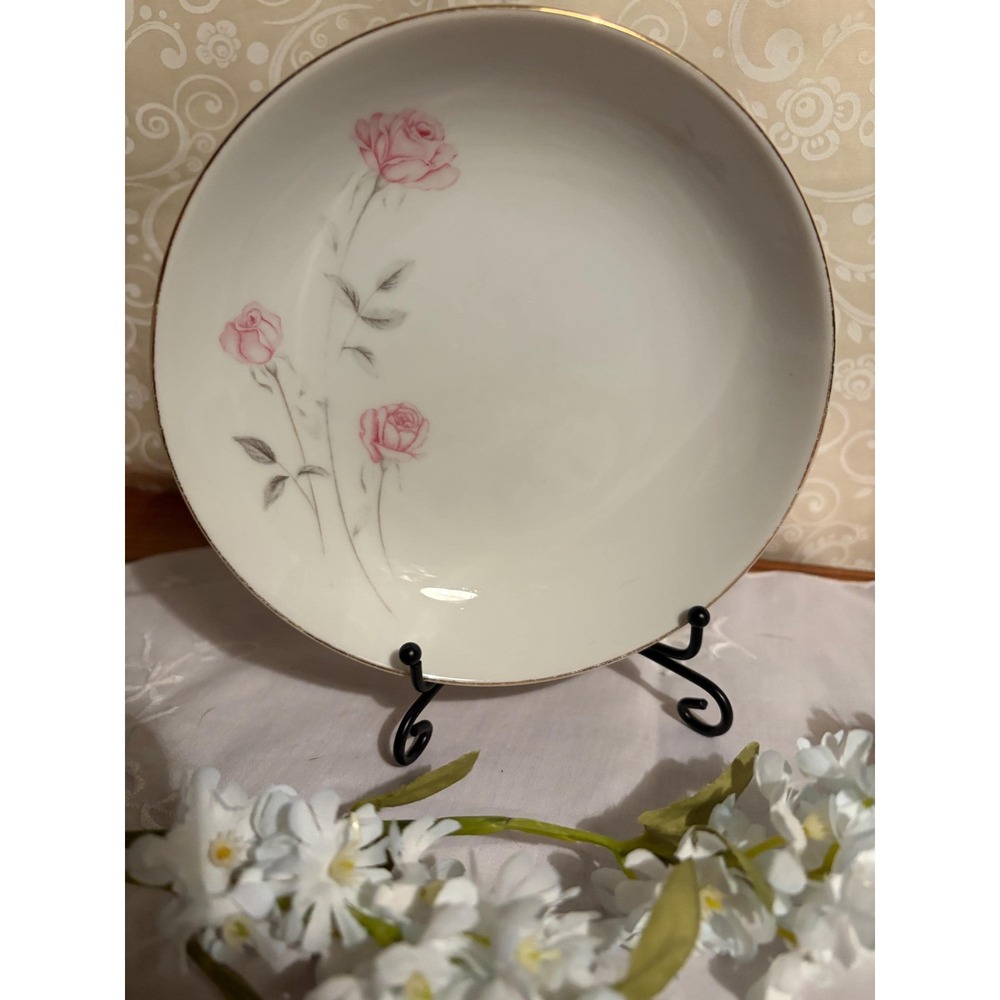 Vintage Rose Crest Pink Rose Plate- Shabby Chic Wall Decor‎